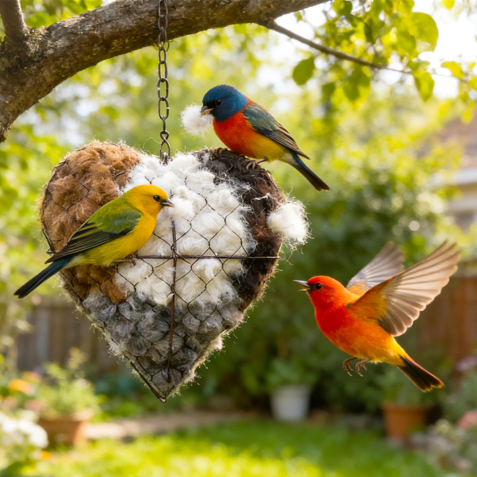 Irsnianianfa Escena bonita de jardin con aves que disfrutan del nido