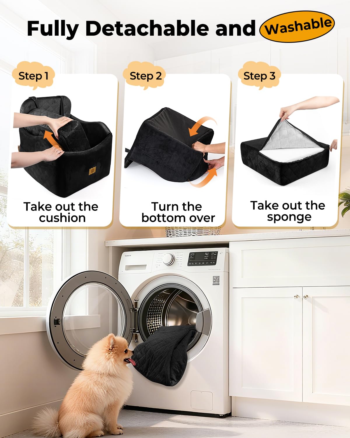 Ishineon asiento para perro en coche con base antideslizante para estabilidad.