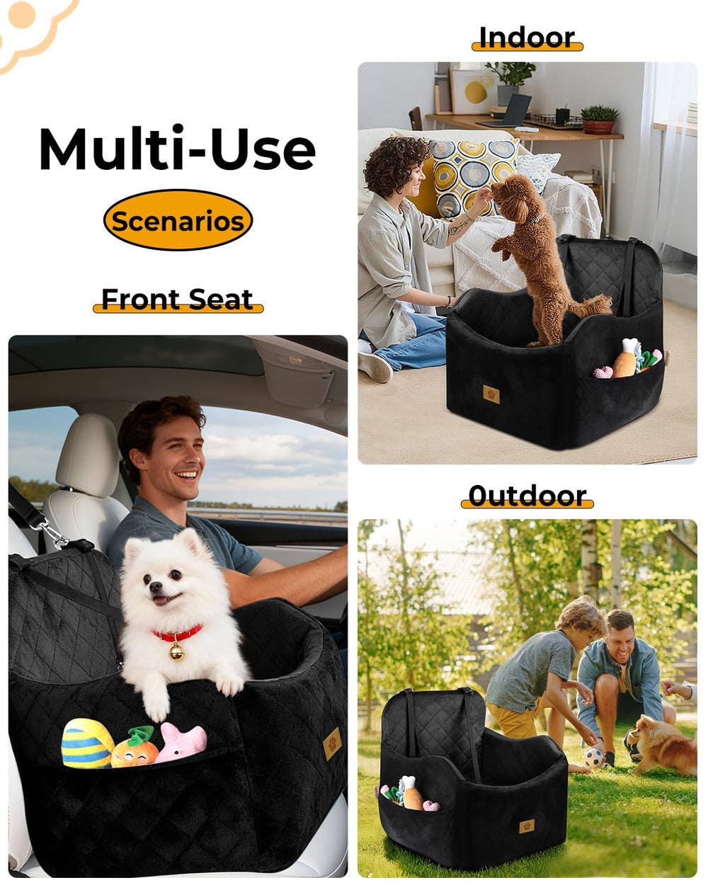 Ishineon asiento para perro en coche con bolsillos de almacenamiento prácticos.