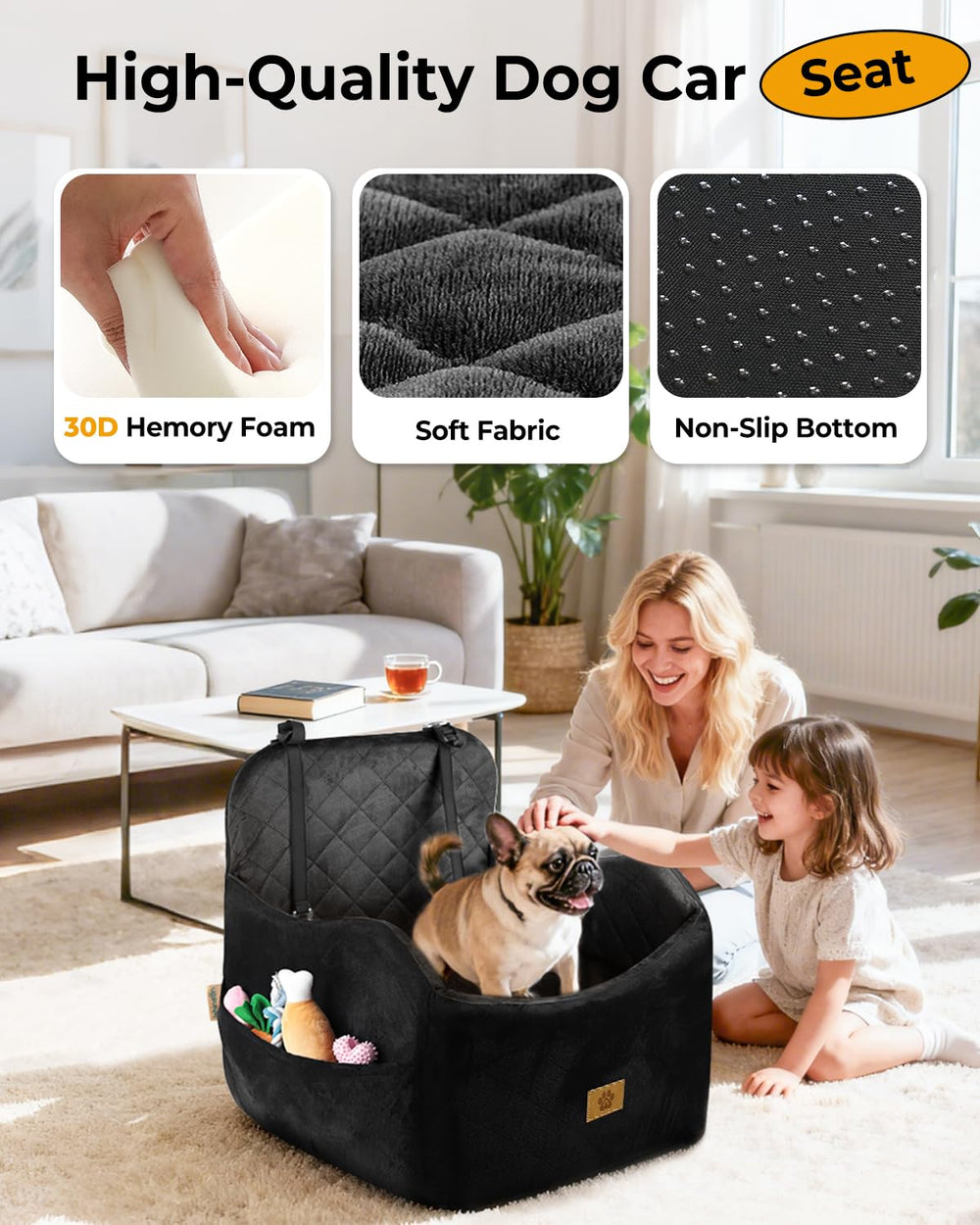 Ishineon asiento para perro en coche mide 20x20x20 cm para perros pequeños.