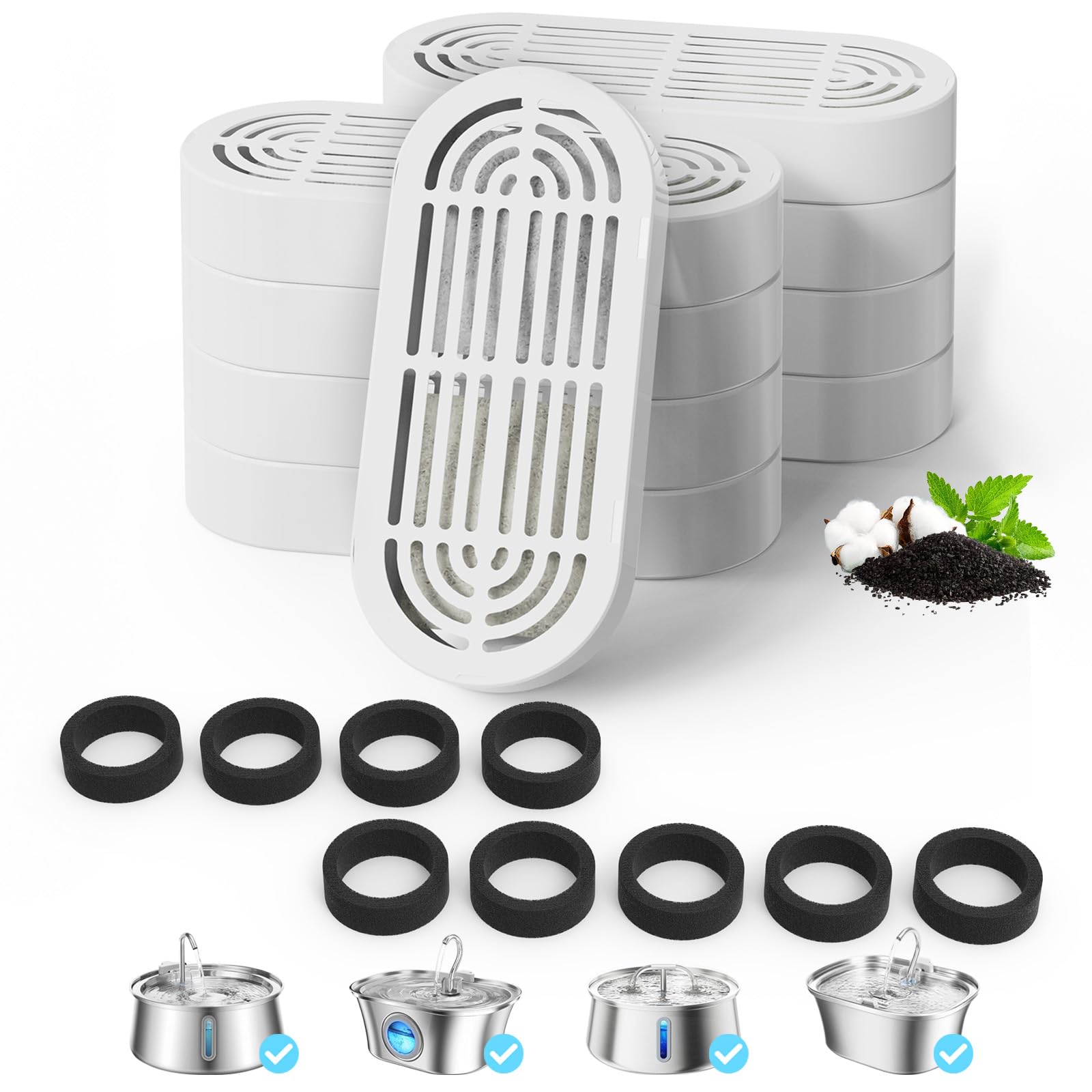 ITSCUTE filtro para fuente de gato 3.2 litros, filtración multi-capa para agua más limpia