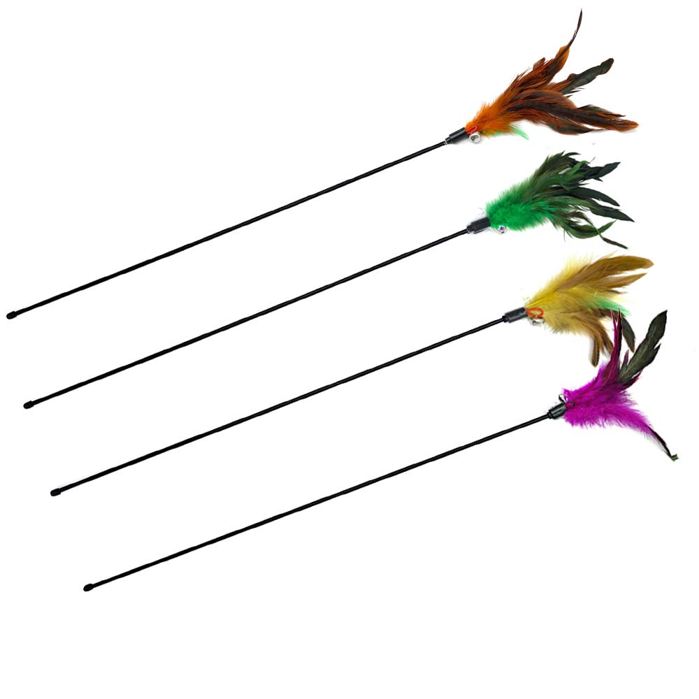 IUHKBH Teaser Wand para gatos con mango, fomenta juego activo.