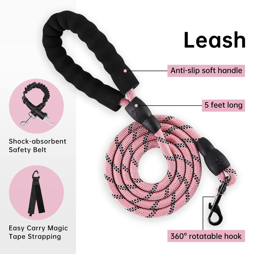 CORREA PROFESIONAL IVY&LANE para perro rosa; paseos seguros