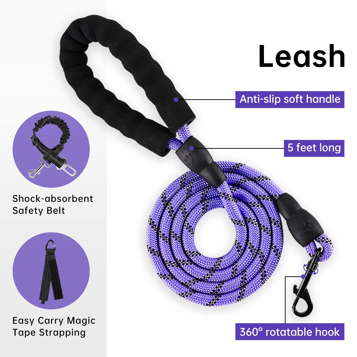IVY&LANE arnés morado, correas ajustables para un ajuste perfecto.