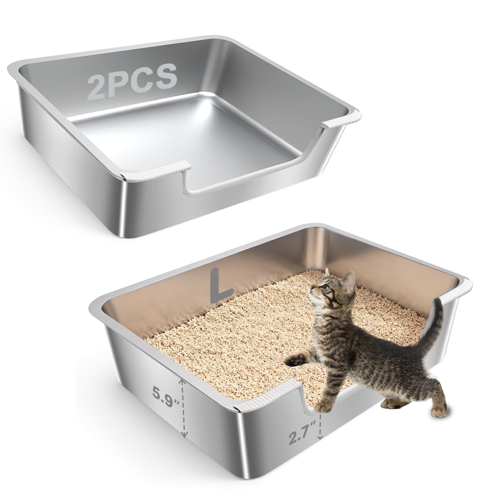 IXARO 2-pack caja de arena con entrada baja facilita el acceso para gatitos y senior