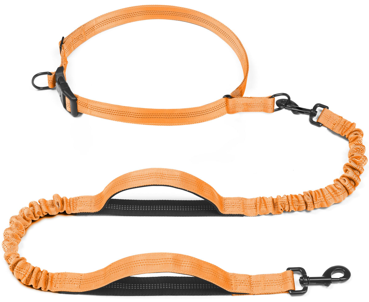 iYoShop correa retráctil de manos libres para perros con mango dual y color naranja