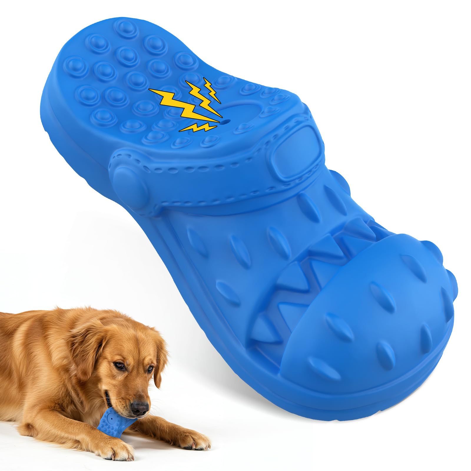 IZETIANZHE Zapatilla azul indestructible para masticadores agresivos, ideal para juego seguro.