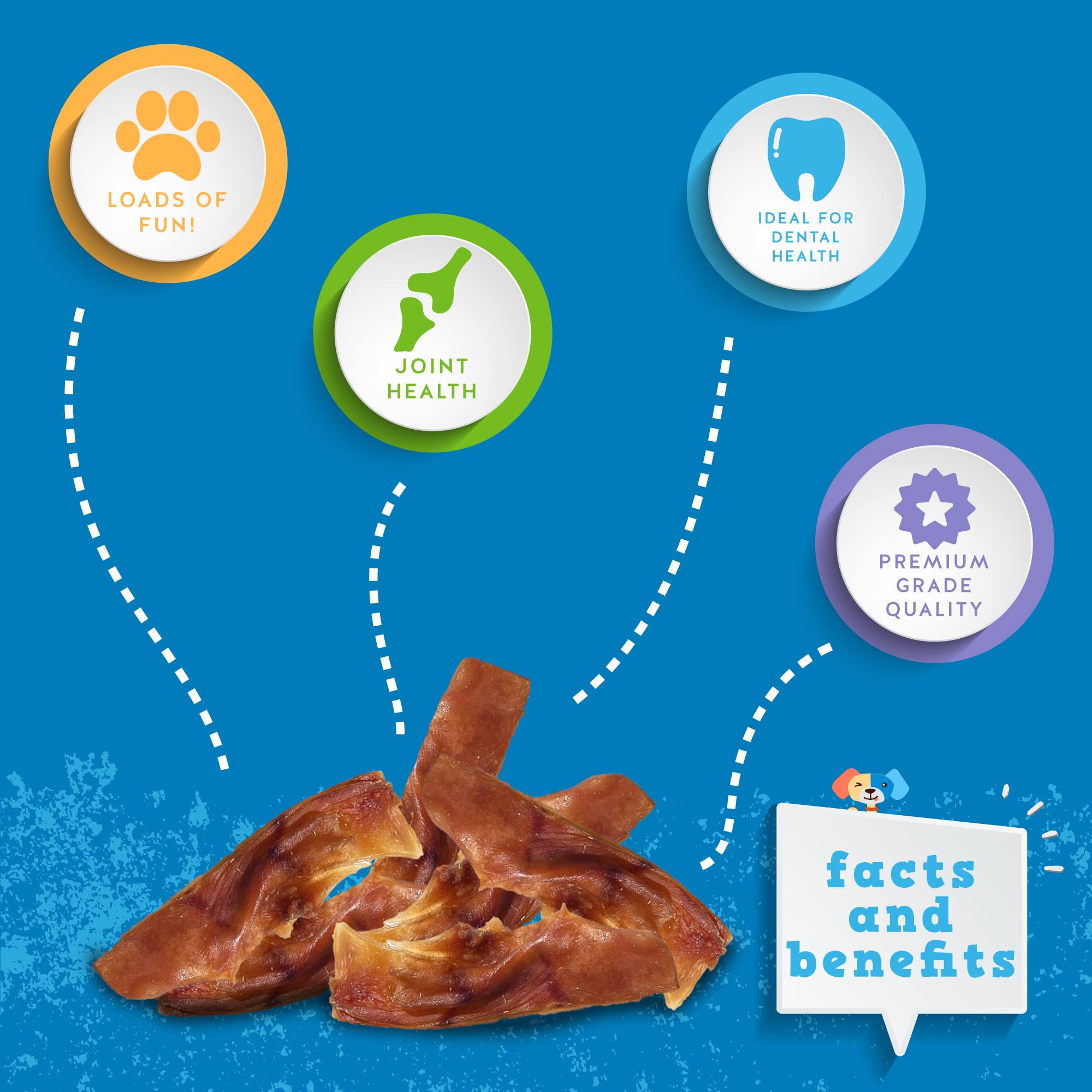Jack&Pup orejas de cerdo nutritivas, ricas en proteínas y minerales.