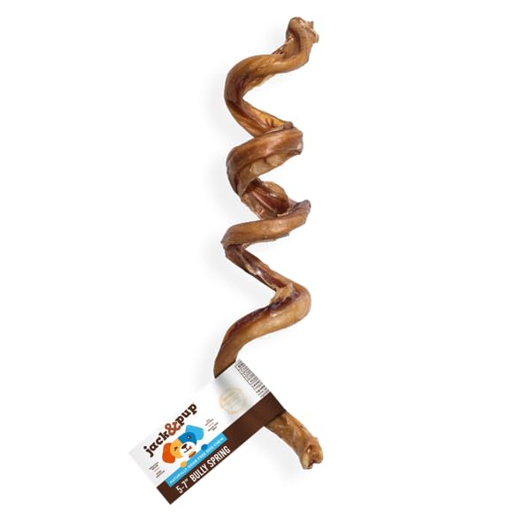 Jack&Pup Bully Springs espiral 7 pulgadas frente: snack duradero para perros.