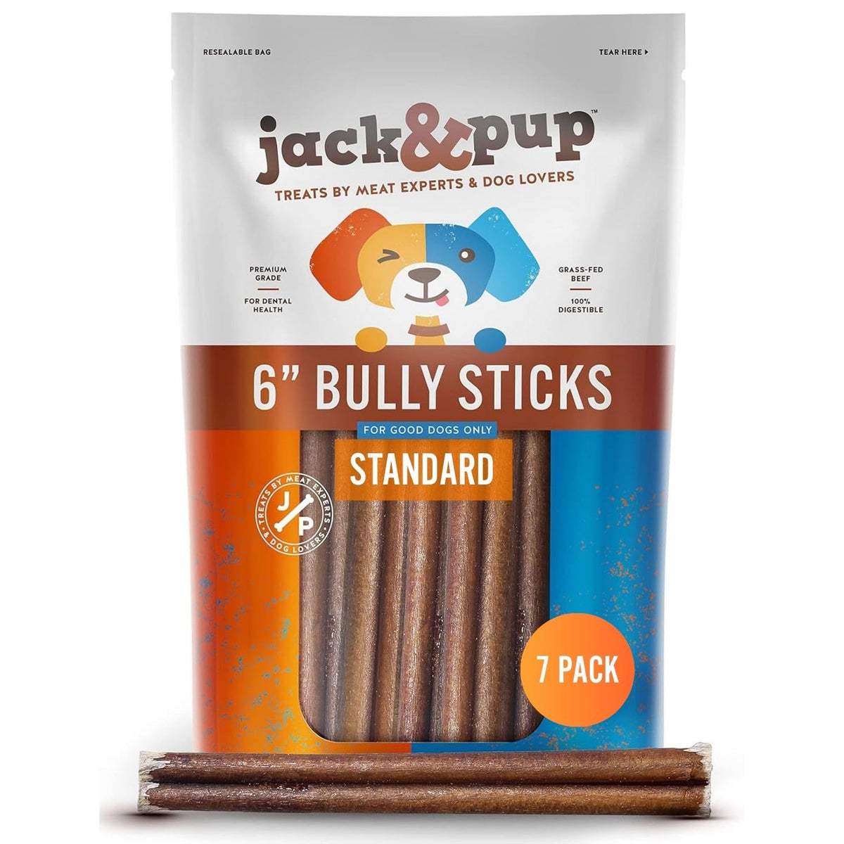 JackPup palito de ternera de 6 pulgadas en caja, snack para perros grandes.