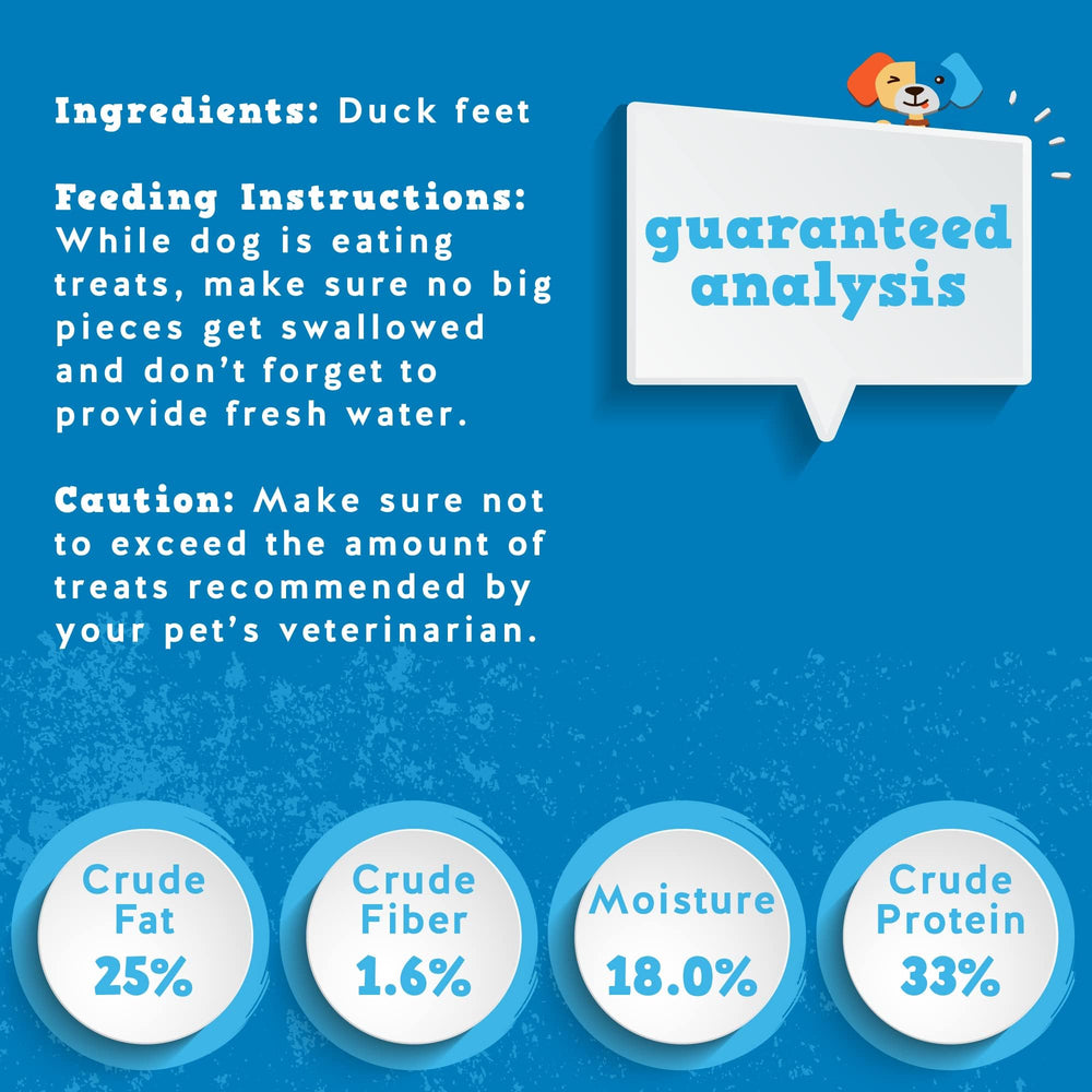 Jack&Pup detalle: patitas de pato deshidratadas, fuente natural de sabor y nutrientes.
