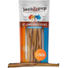 Jack&Pup palitos jumbo de res, 12 pulgadas, sabor natural para perros grandes