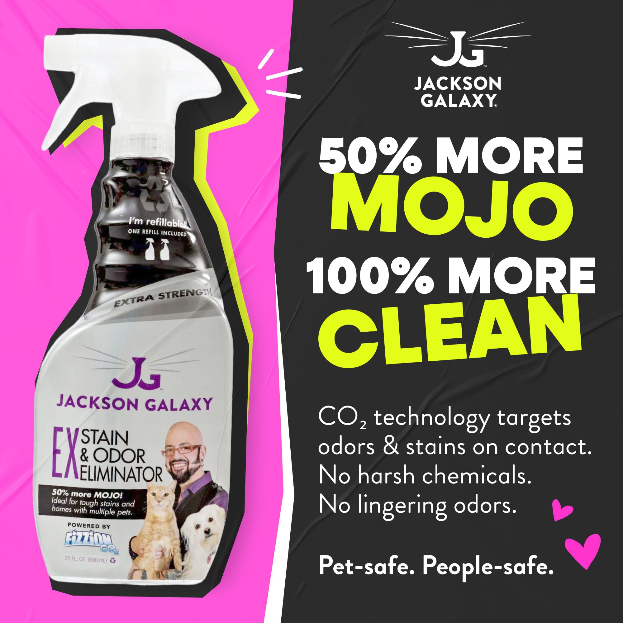 Jackson Galaxy EX; tabletas CO2 para preparar 23oz de limpiador eficaz.