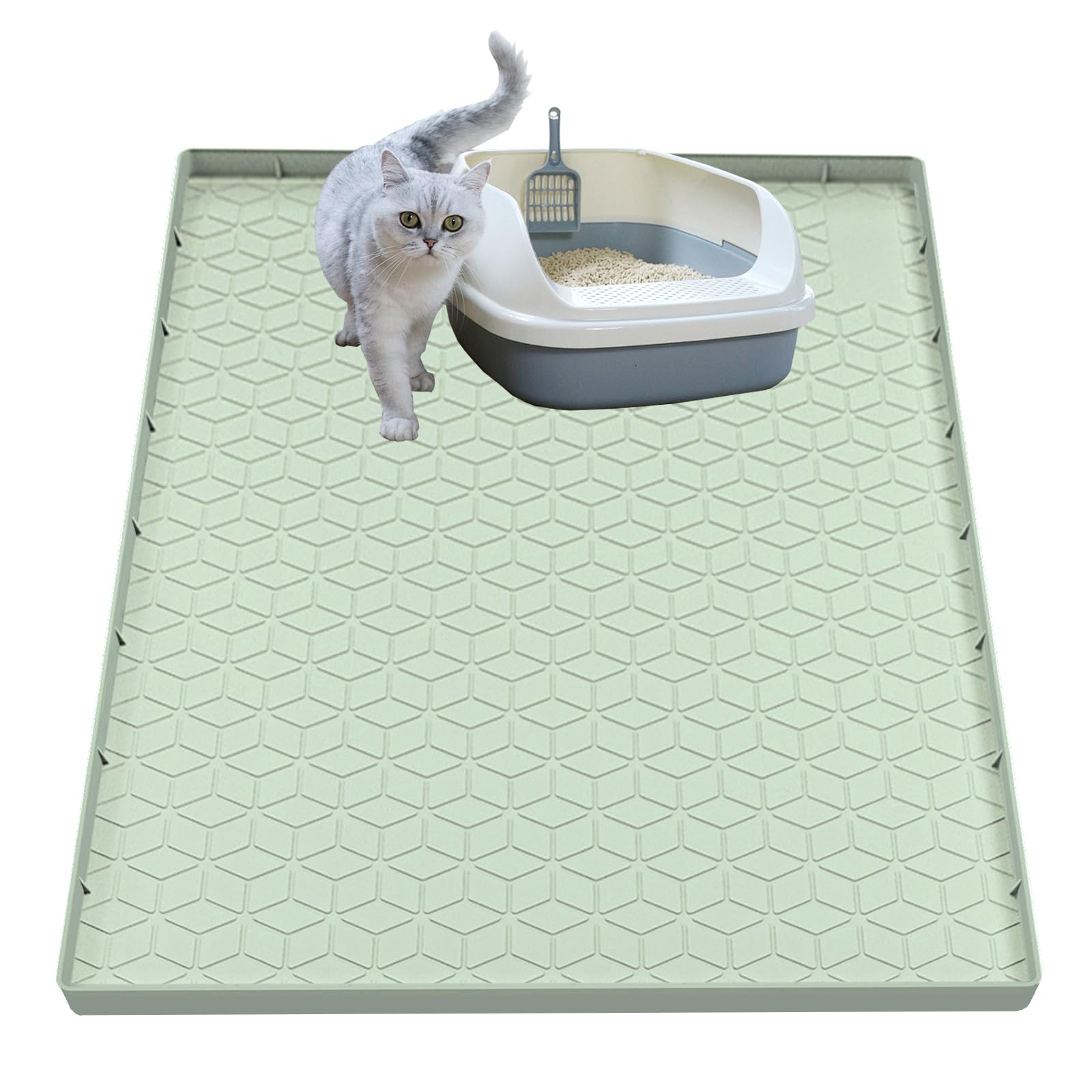 Almohadilla Jacooxi para arena de gato grande en silicona, segura para mascotas.