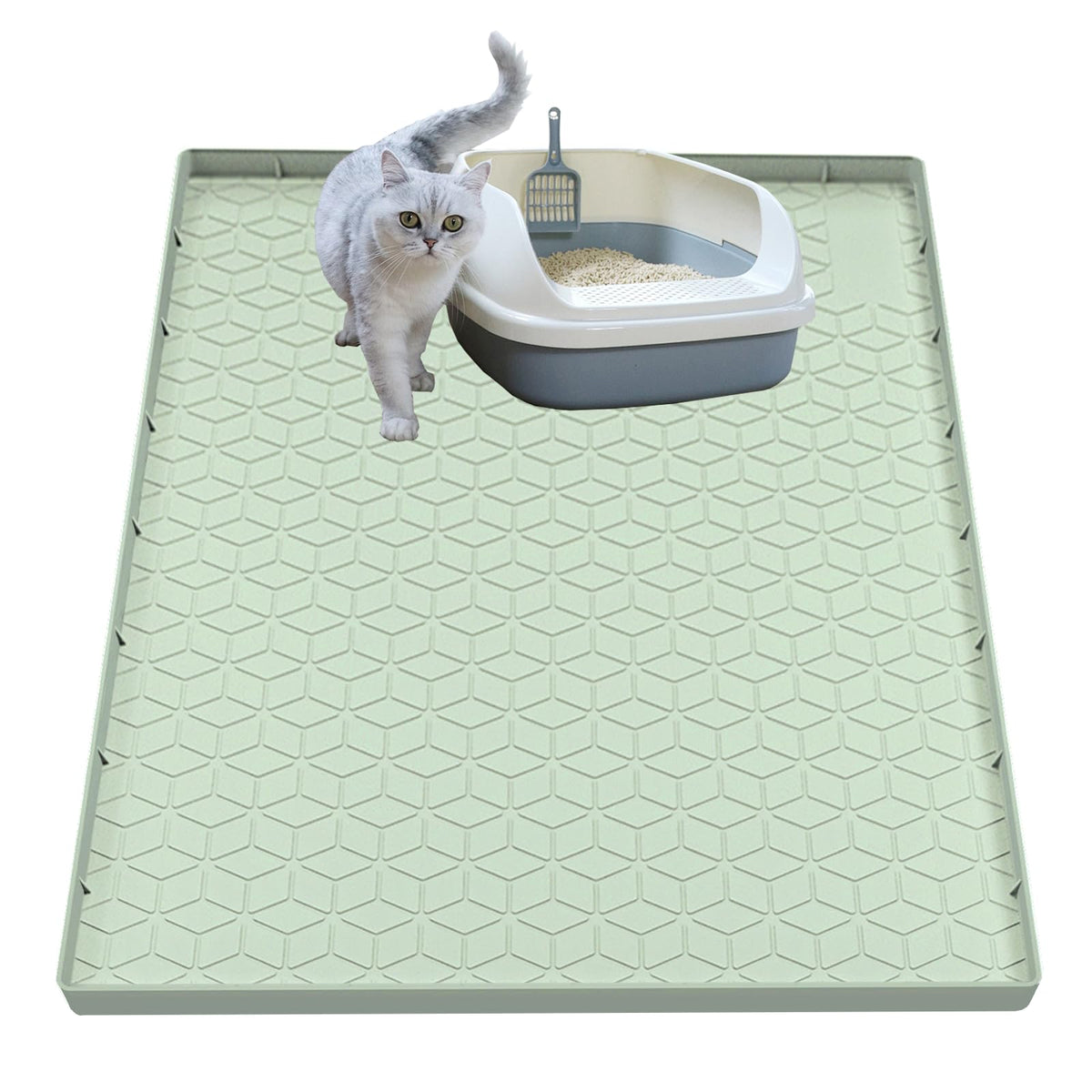 Almohadilla Jacooxi para arena de gato grande en silicona, segura para mascotas.