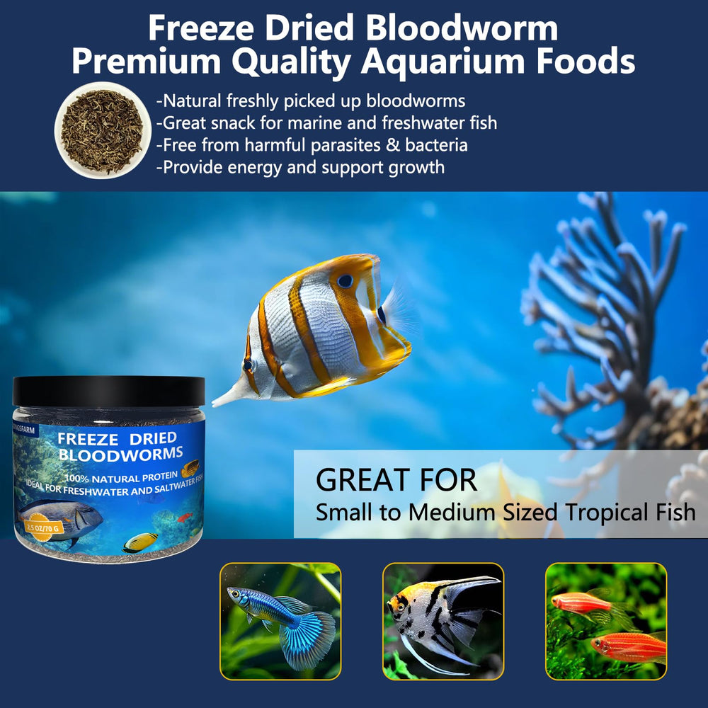 JADINGSFARM gusanos de sangre secos, alimento natural sin aditivos para acuario.