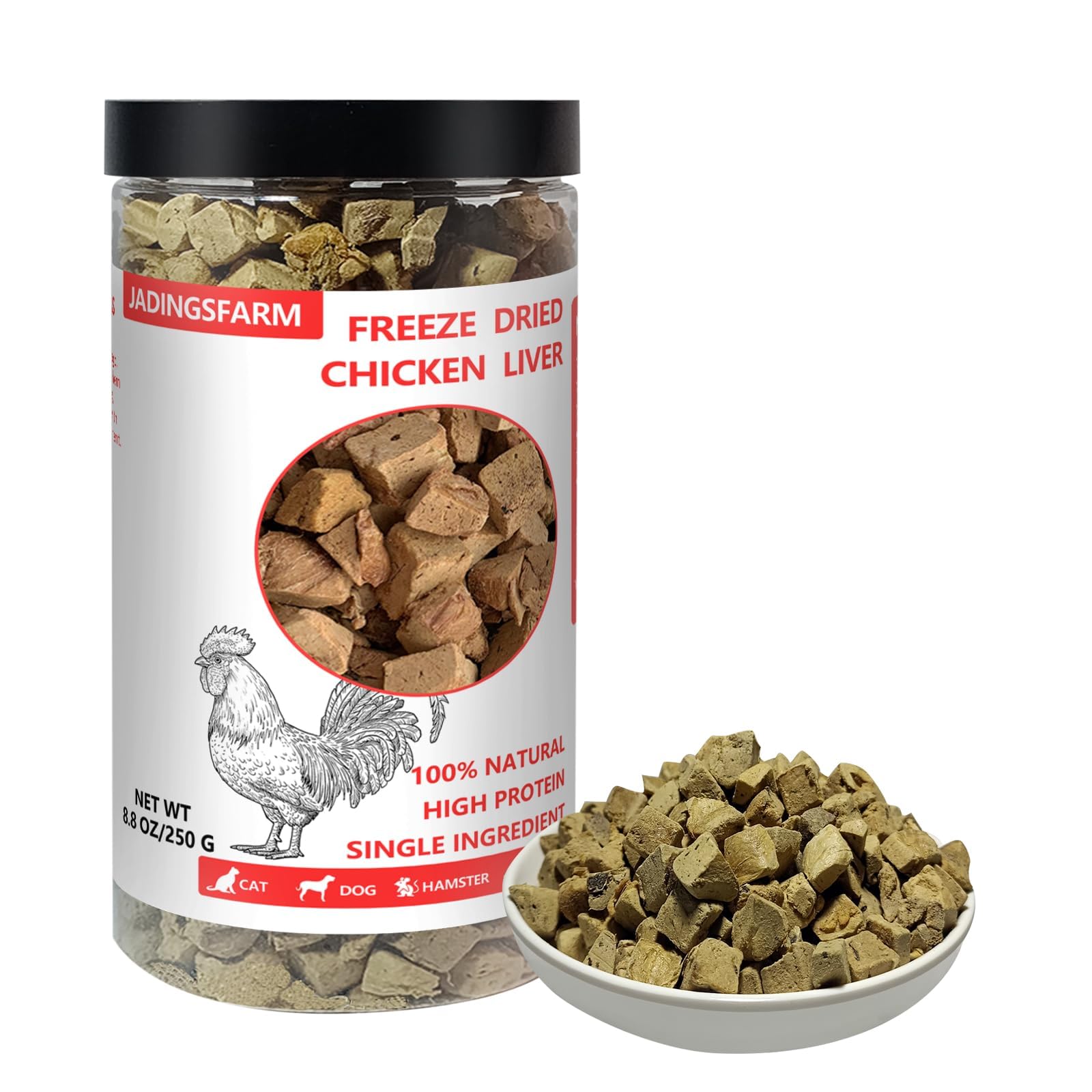 Hígado de pollo deshidratado de JADINGSFARM, proteína alta para entrenamiento