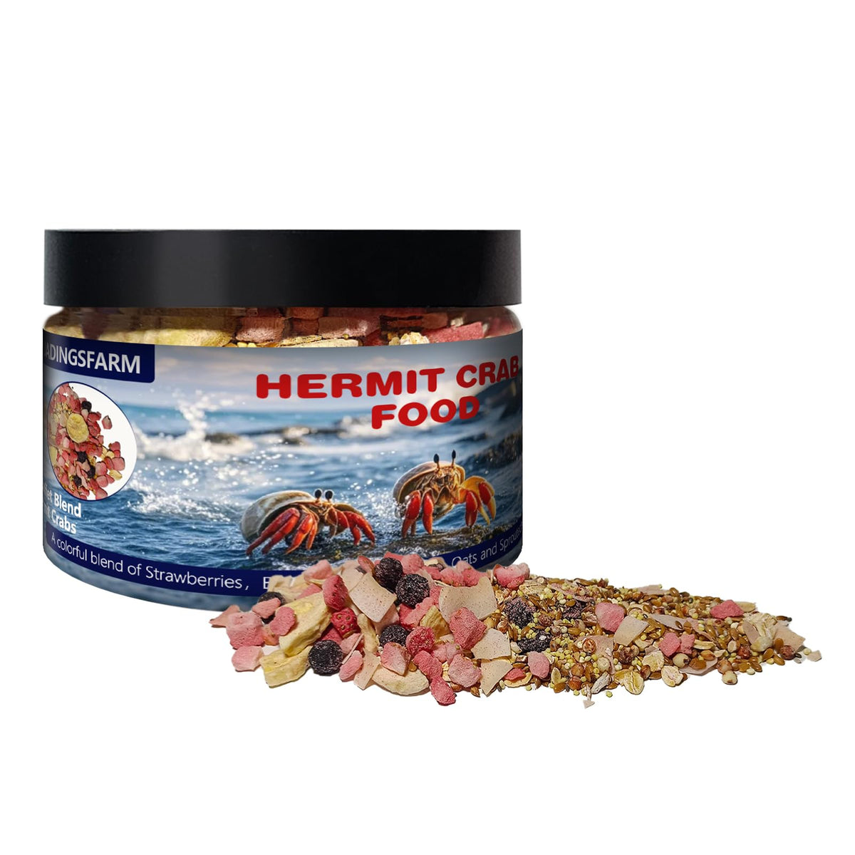 JADINGSFARM Mezcla frutal en bote para cangrejos ermitaños, ofrece proteína y variedad.