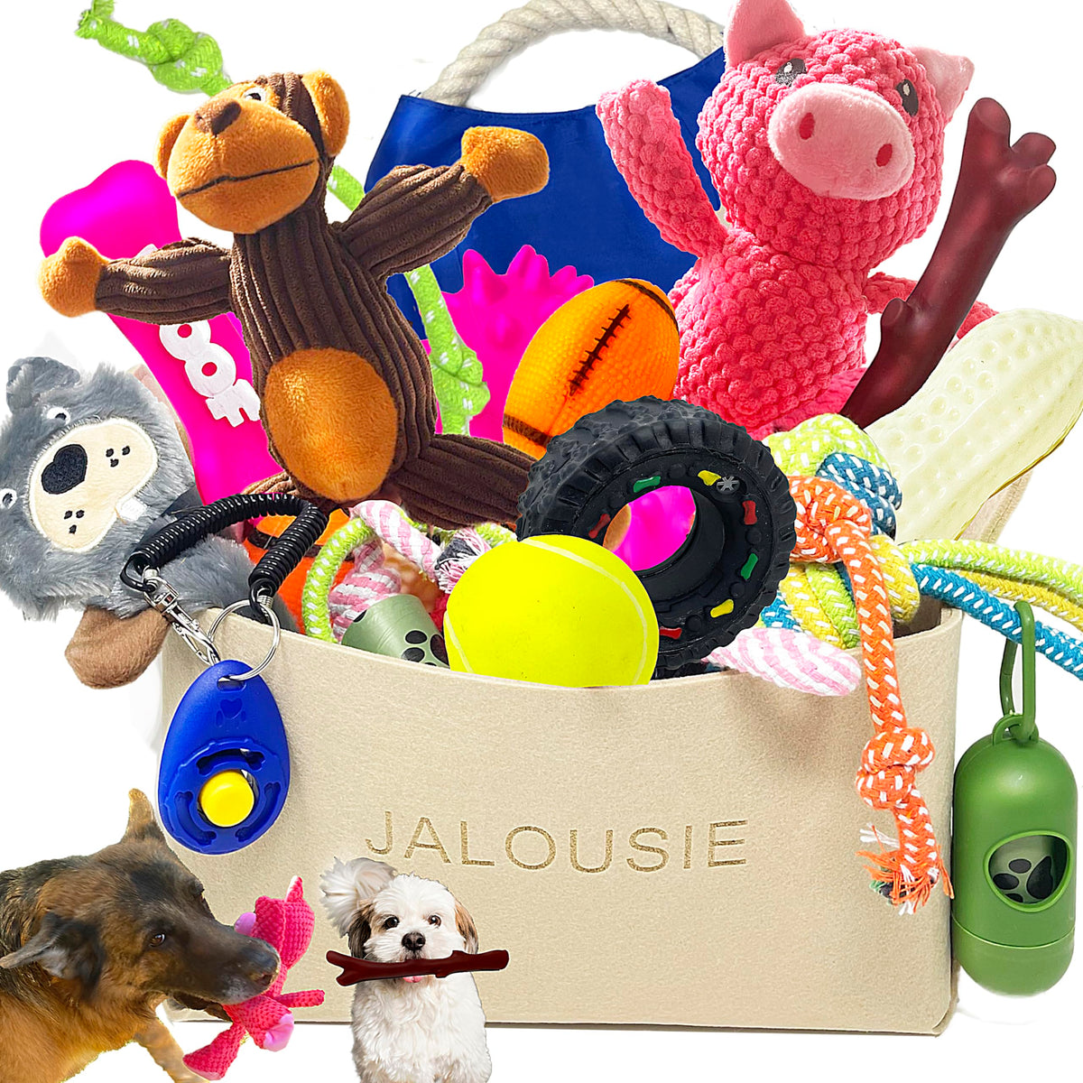 Jalousie juguete peluche con chirrido para perro pequeño, perfecto para juego interactivo.