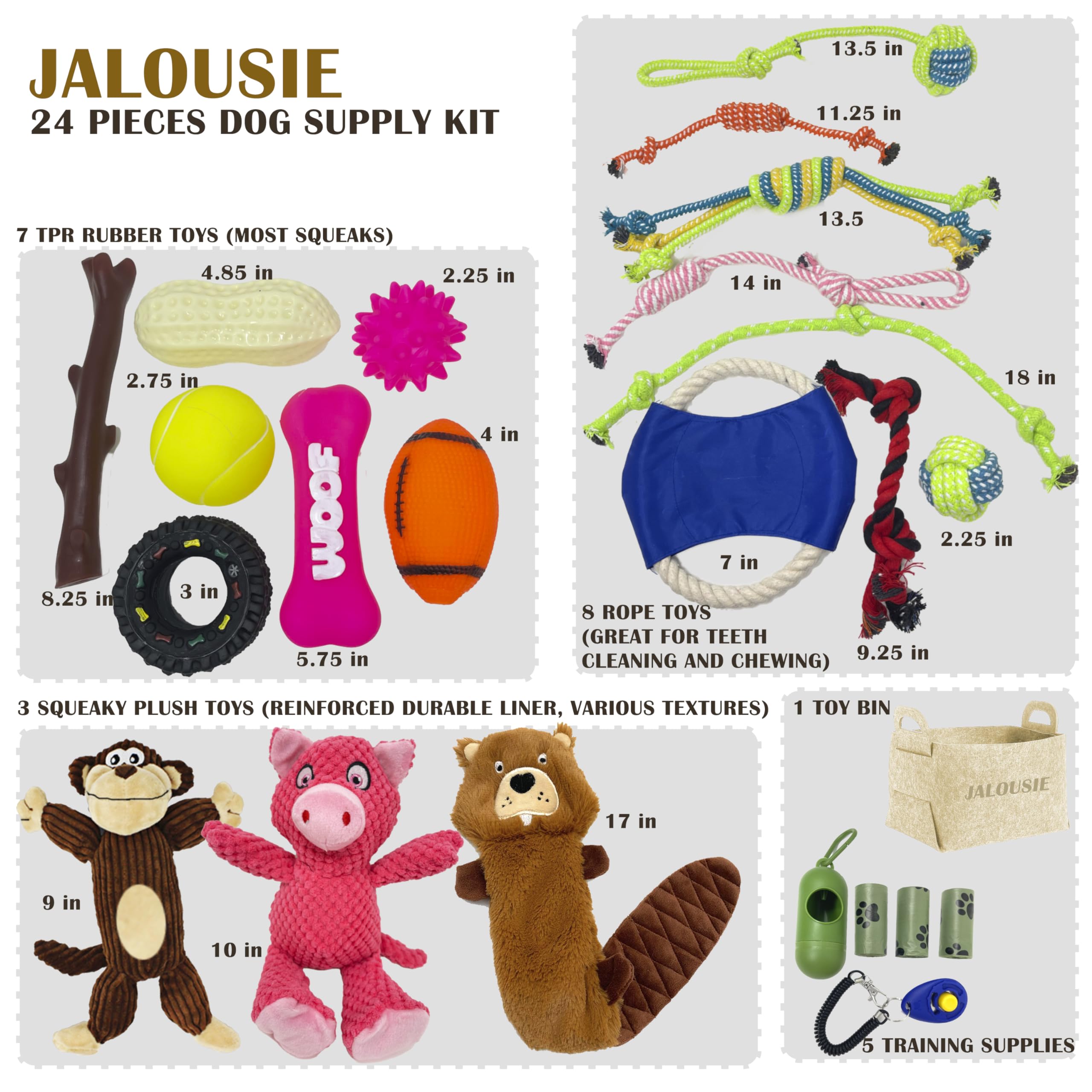Jalousie peluche con chirrido para perro mediano, entretenimiento duradero.