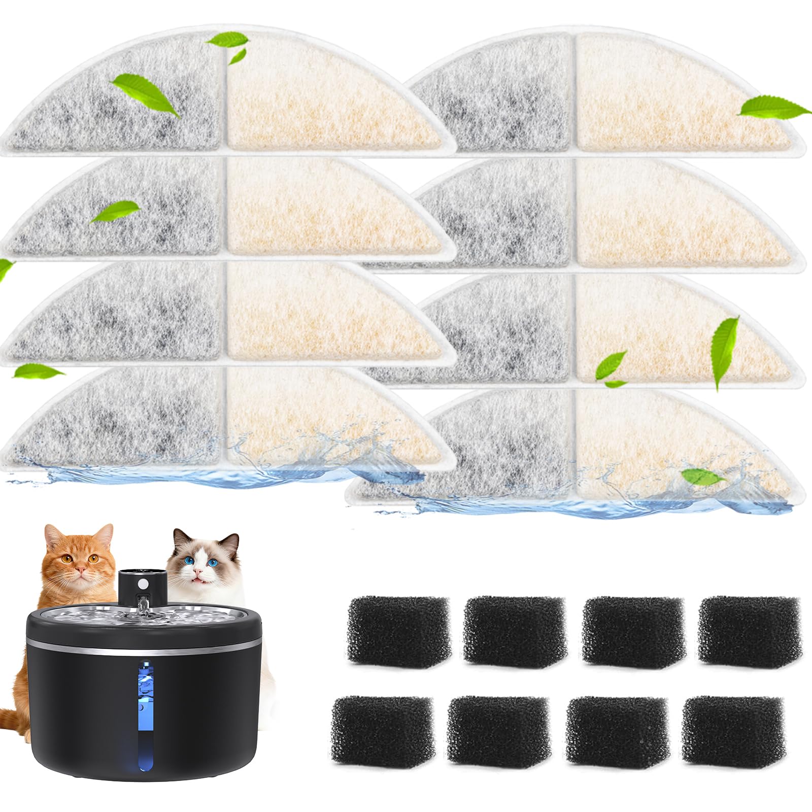 Jaojcoe filtros para fuente de gato inalámbrica, agua limpia y agradable para beber.