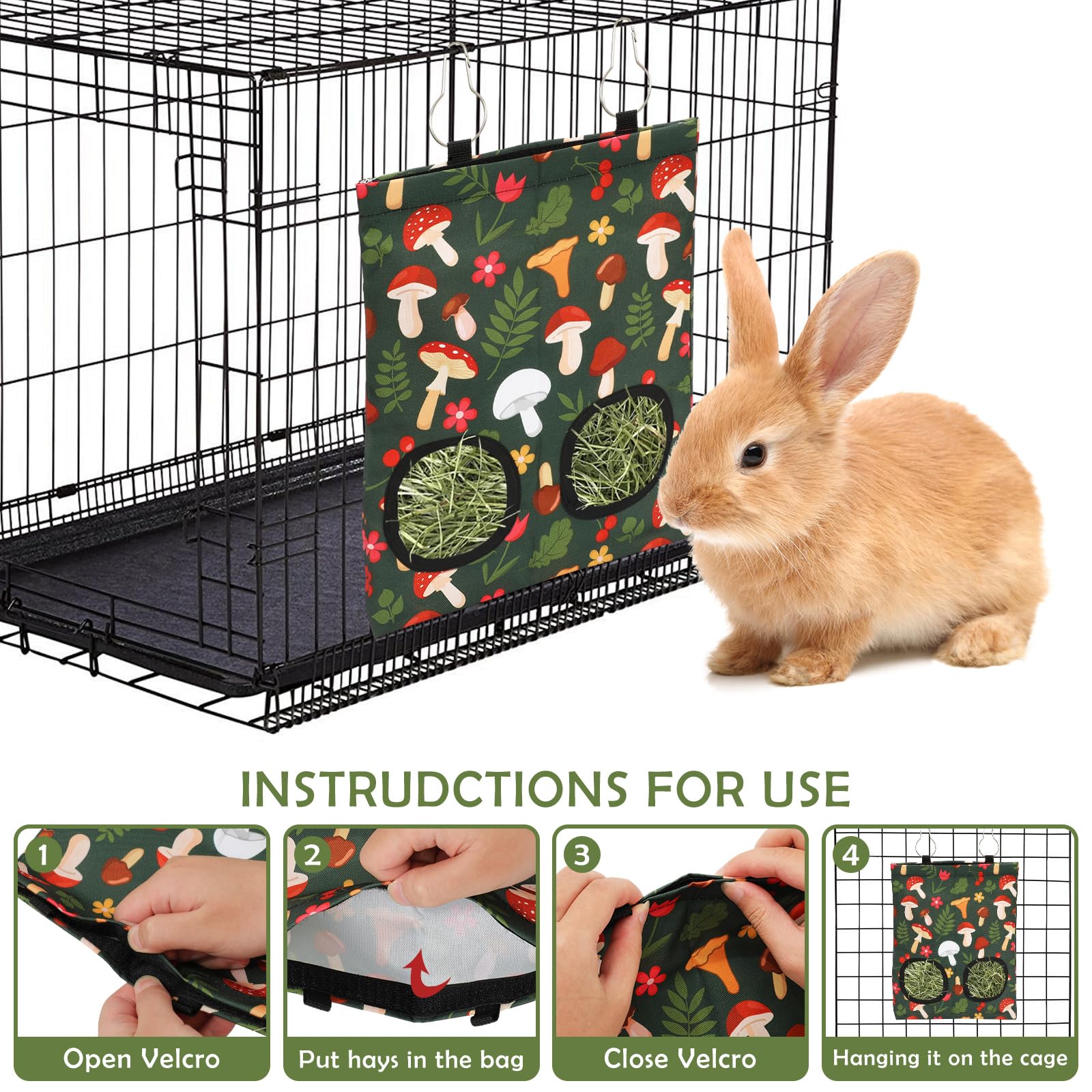 JarThenaAMCS bolsa heno para conejos y chinchillas, diseño práctico
