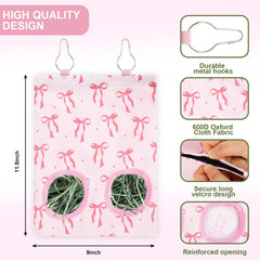 JarThenaAMCS bolsa heno rosada con lazo, diseño adorable para jaula