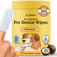 Jasper toallitas dentales para dedo, limpieza rápida de dientes de tu mascota.