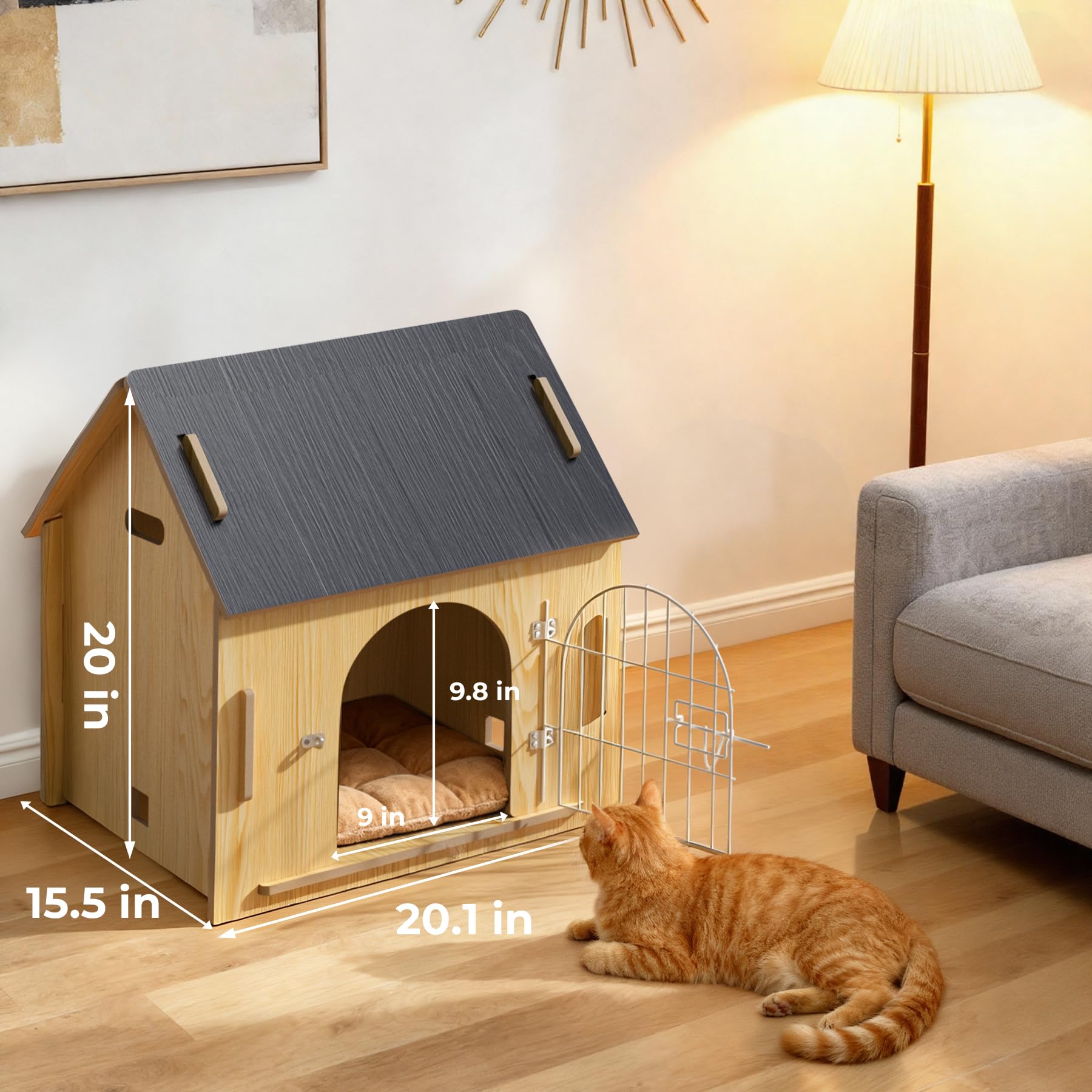 Jatindear casa-perro-interior dimensiones compactas para espacios pequeños.