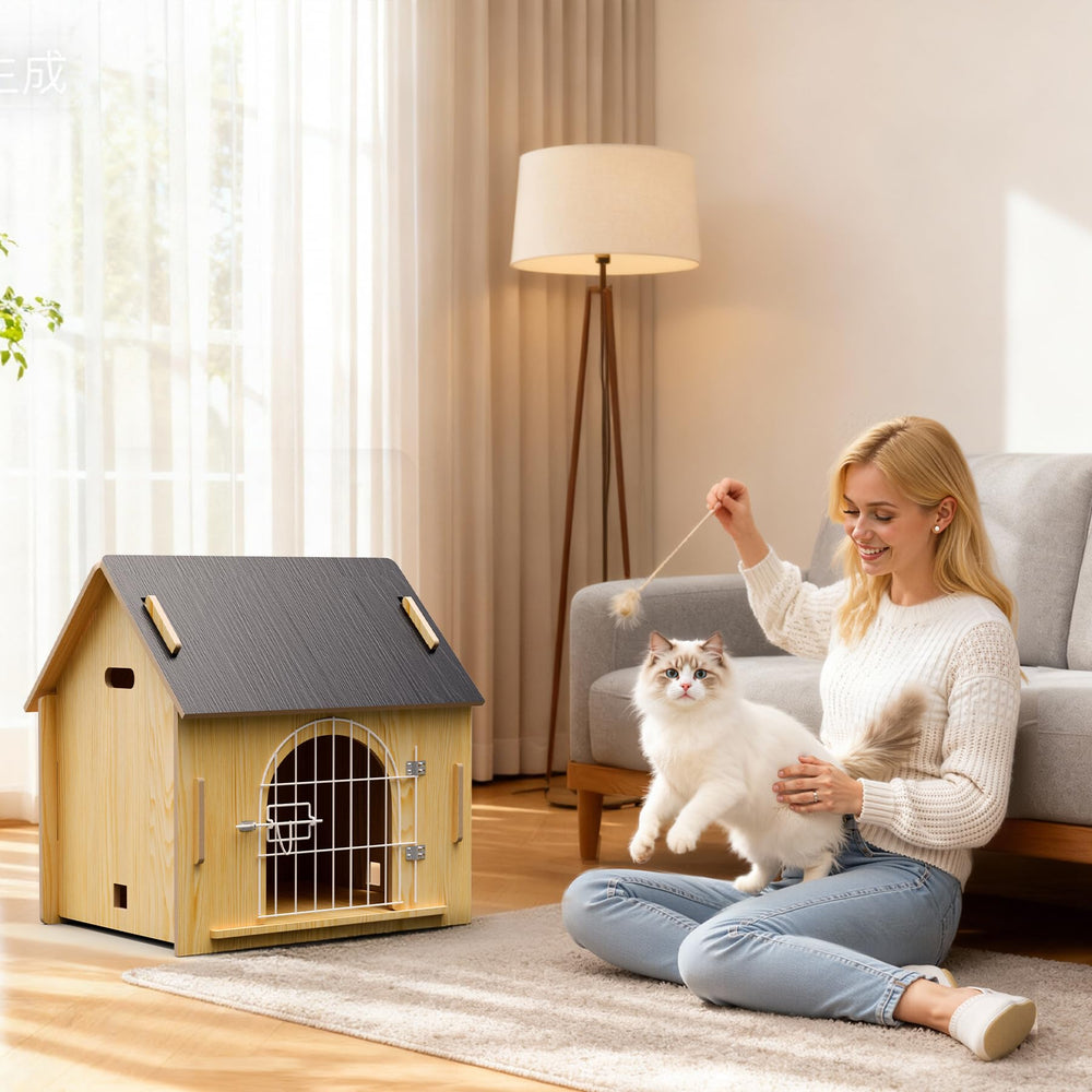 Jatindear casa-perro-interior con ventilación lateral para flujo de aire.