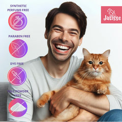 Pelaje de gato limpio y brillante gracias a Jatisse, sin caspa.