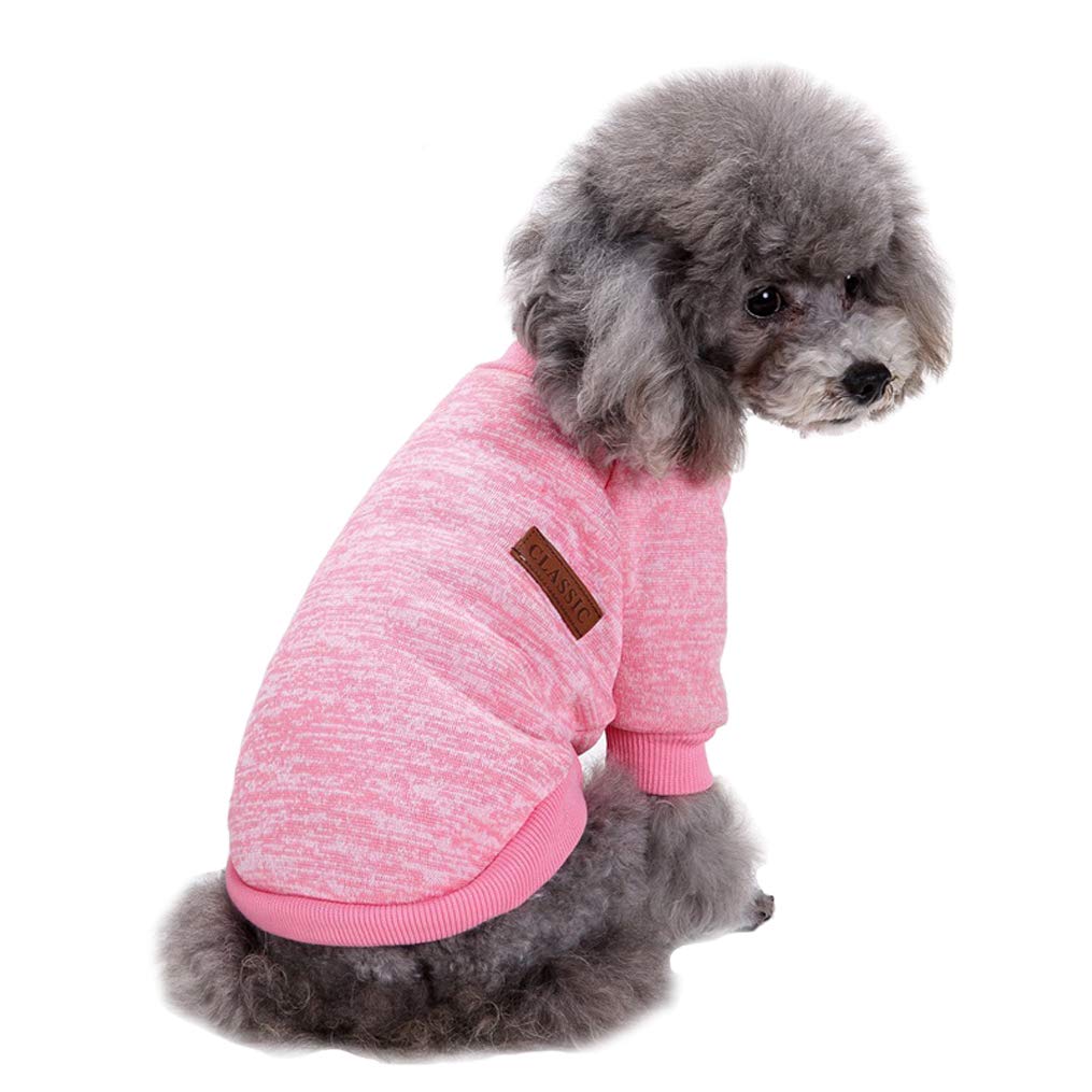 Sudadera Jecikelon para perro rosa, talla M, ideal para paseos fríos.
