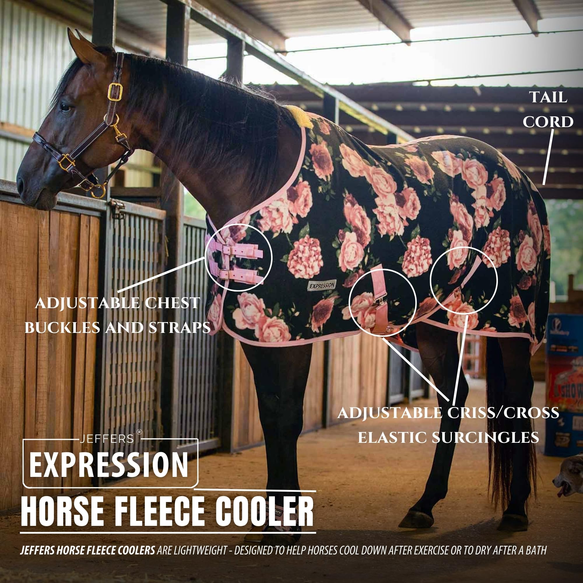 Jeffers Expression Fleece Cooler, uso versátil para enfriar tras exhibiciones y traslado.