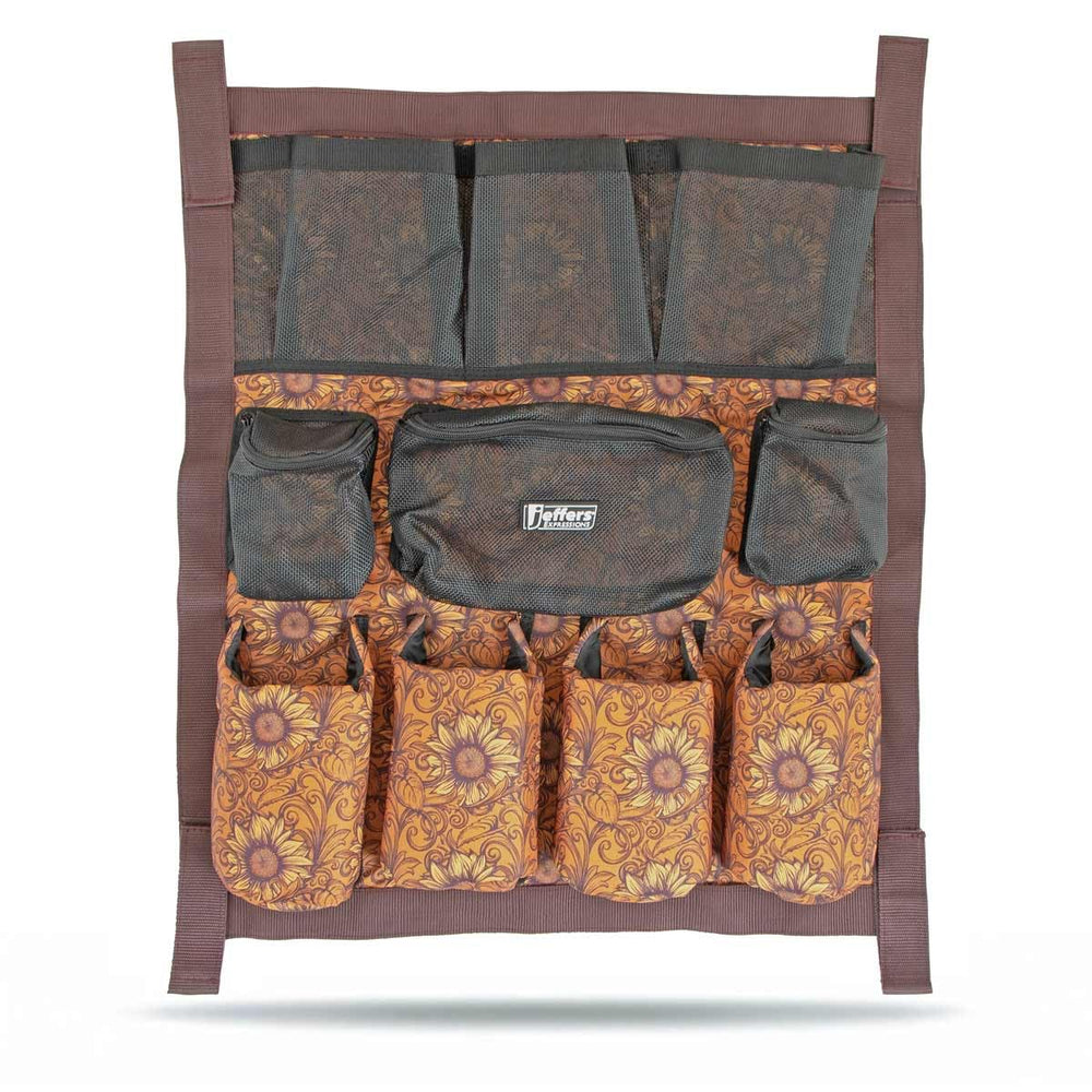 Jeffers Expression Trailer Door Caddy con bolsillos acolchados para cepillado, ideal para caballos.