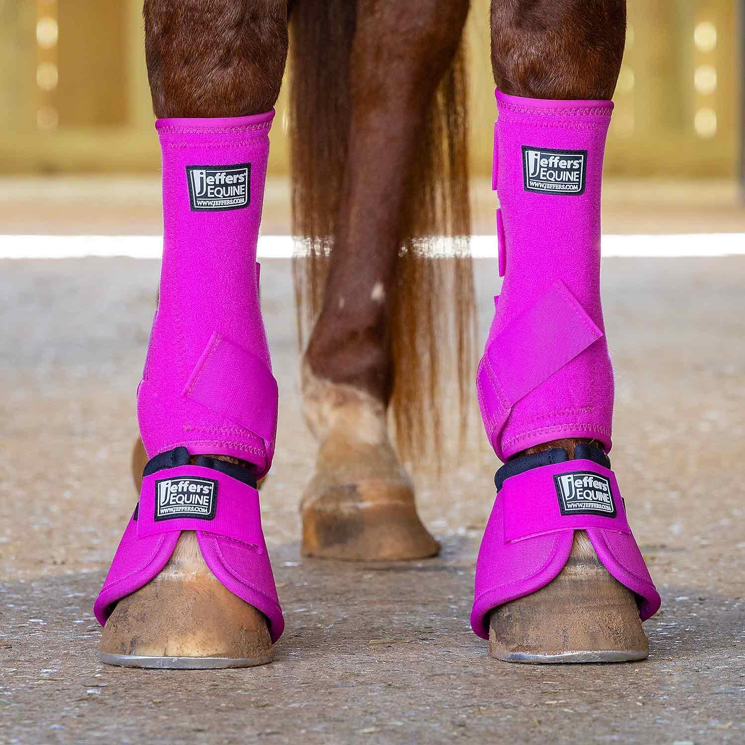Jeffers protección para patas traseras en rosa, soporte durante entrenamientos.