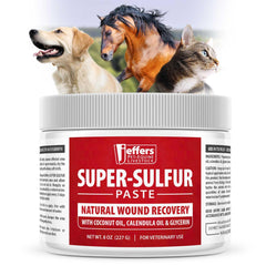 Jeffers Super Sulfur, frasco de 8 oz para perros, gatos y caballos, favorece piel sana.