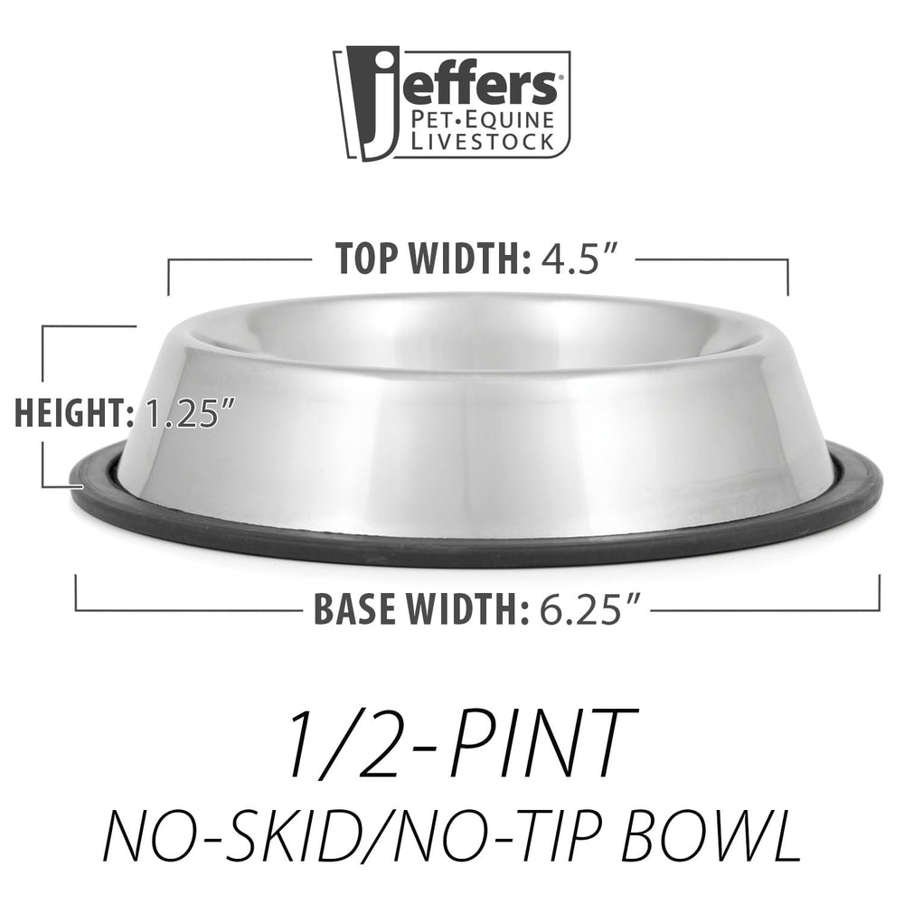 Jeffers tazón de limpieza fácil en acero inoxidable, resistente y fácil de desinfectar.