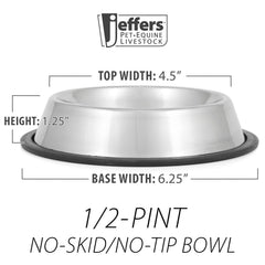 Jeffers tazón de limpieza fácil en acero inoxidable, resistente y fácil de desinfectar.