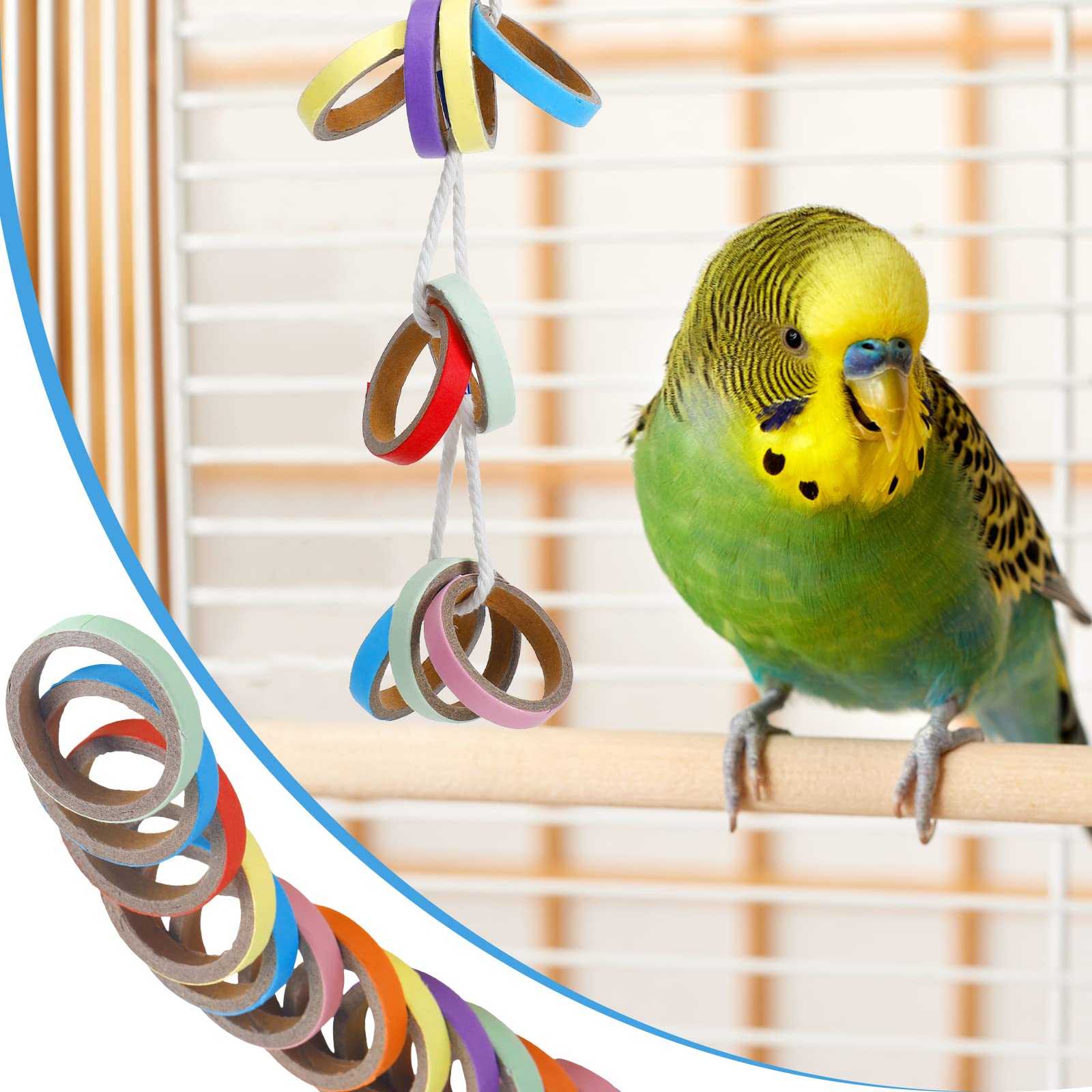 Jenaai: juguetes para aves de colores vivos, estimula curiosidad sin prometer resultados.
