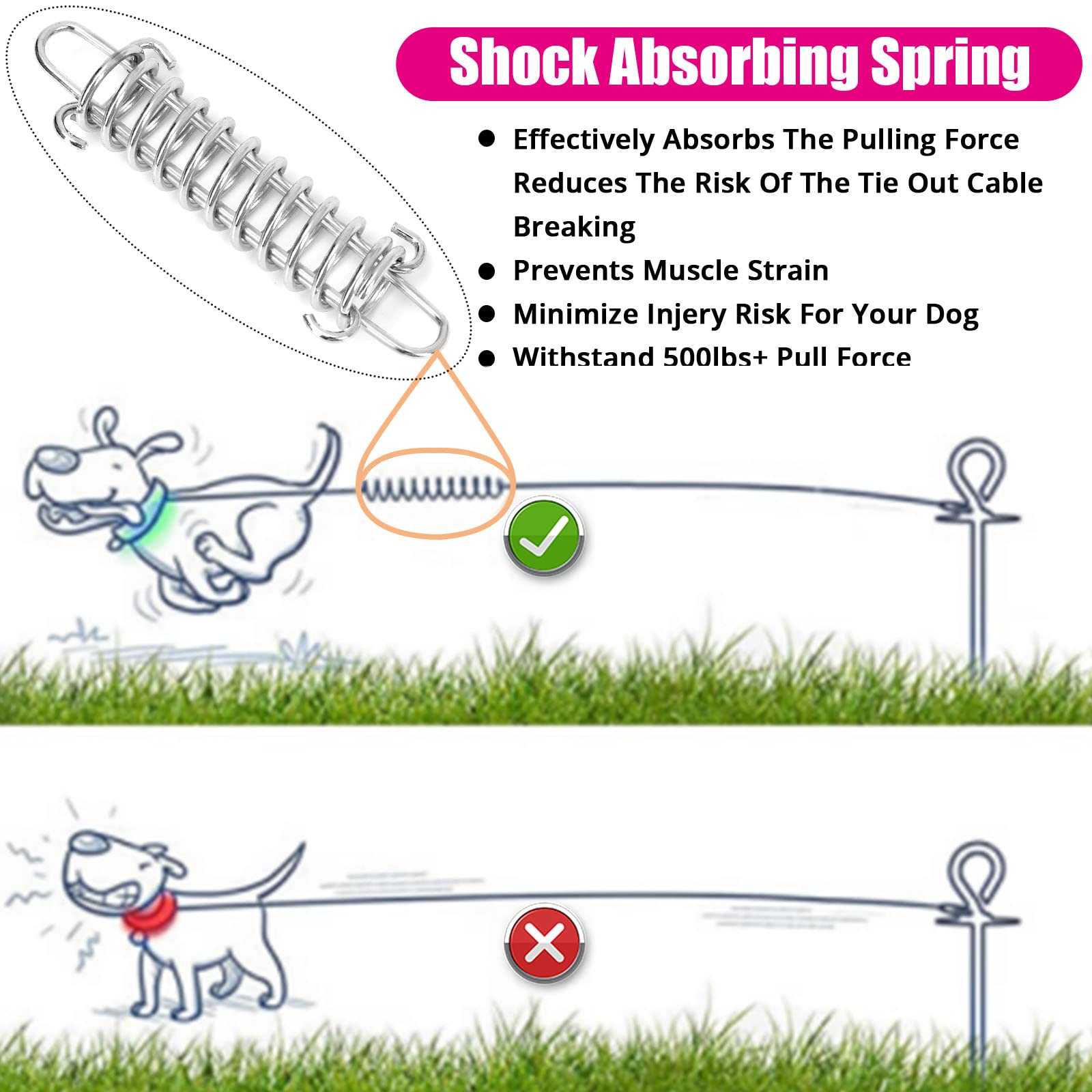 Jenico cable para perros con gancho giratorio de 15 ft, duradero y fácil de controlar.