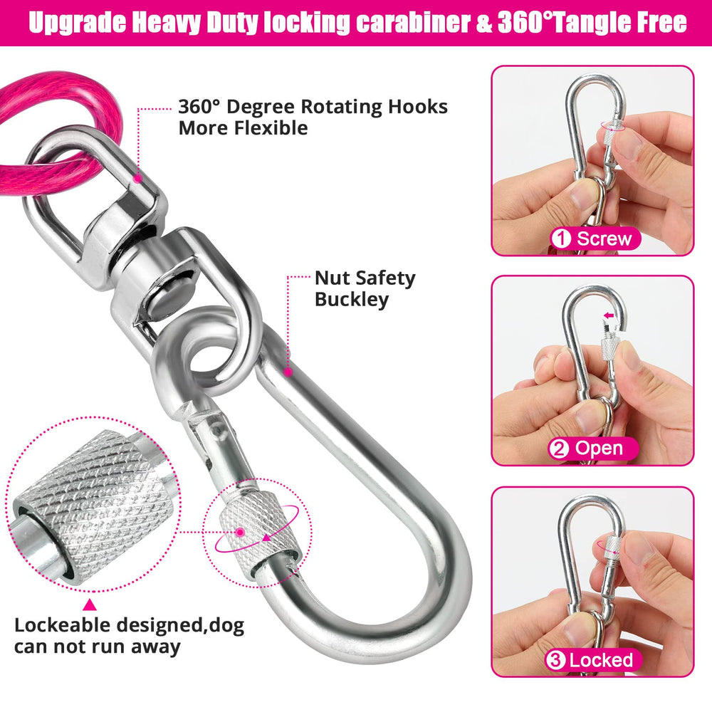 Jenico cable para perros con gancho giratorio de 20 ft, más alcance para seguridad.
