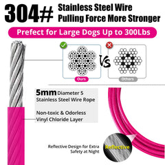 Jenico cable para perros con gancho giratorio de 30 ft, ideal para exteriores.