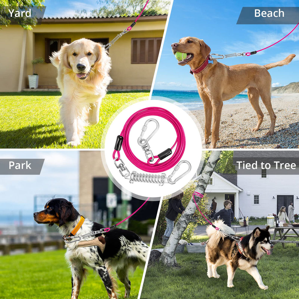 jenico cable de sujeción para perros de 70 pies: ideal para patios amplios y camping.