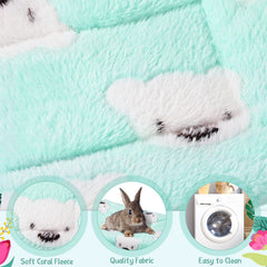 Jetec alfombra cálida para conejo con patrón oso azul, reposo seguro