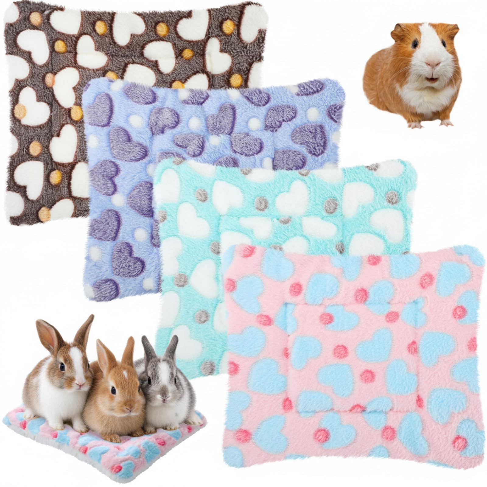 Jetec almohadilla cama para mascotas pequeñas, conjunto de 4 piezas, suave y cálida para dormir