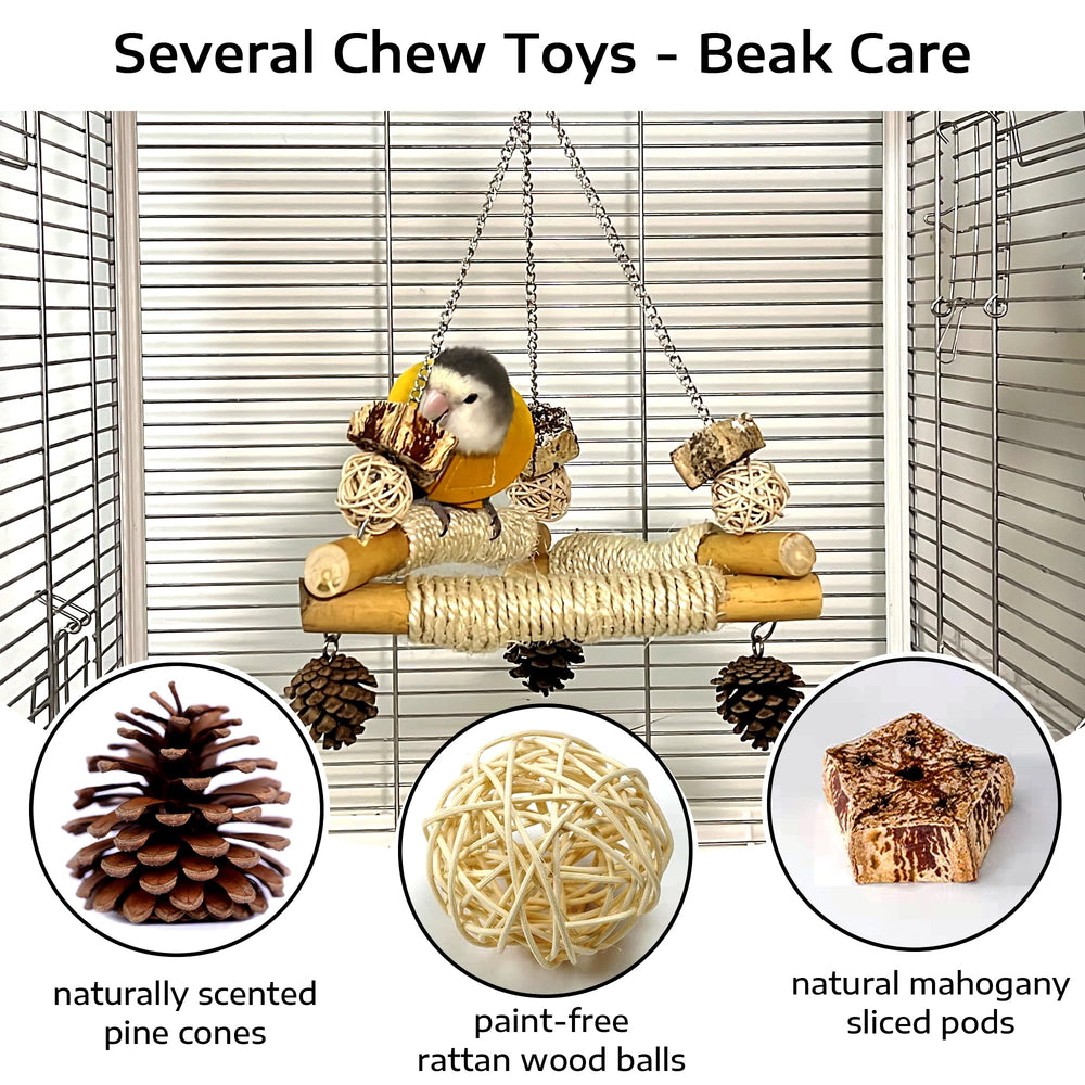 Jevnd Bird Swing perchas revestidas con sisal, agarre seguro.