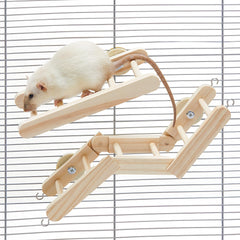 Jevnd escalera para rata de madera flexible, ideal para juego y ejercicio.