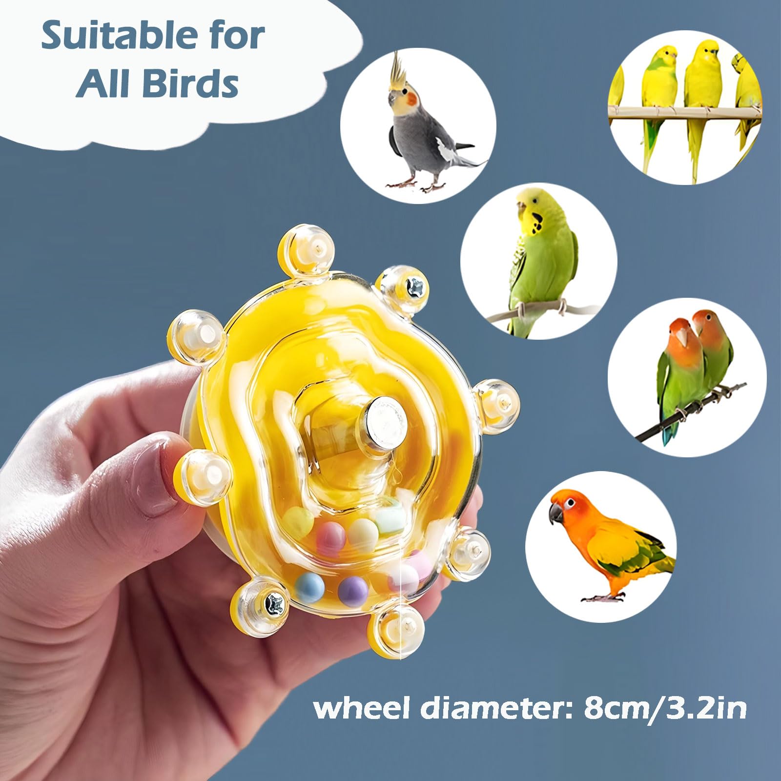 Jevnd juguete para periquitos diámetro 8 cm, apto para aves pequeñas.