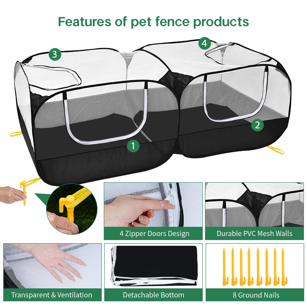 Jhua puertas con cremallera permiten acceso fácil para comer y reubicar mascotas.