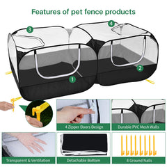 Jhua puertas con cremallera permiten acceso fácil para comer y reubicar mascotas.